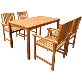 vidaXL Set De Comedor De Jard&iacute;n 5 Piezas Madera Maciza De Acacia Vidaxl