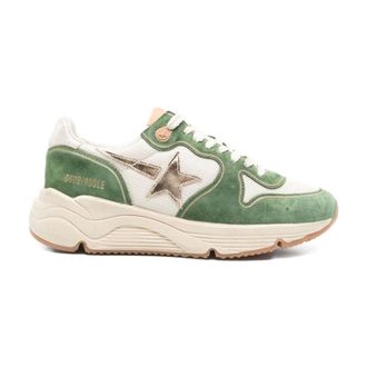 Golden Goose Sneakers, female, Green, 7 UK, Beige Star Patch Lace-Up Trainers