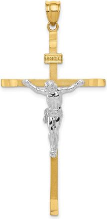 Diamond2Deal 14k Two-tone Gold Crucifix Pendant
