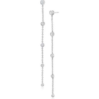 Kenneth Jay Lane Cubic Zirconia Station Drop Earrings in Rhodium Plated at Nordstrom