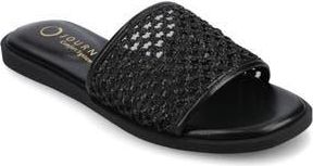 Journee Collection Prisilla Slide Sandal in Black Open Raffia at Nordstrom Rack, Size 9.5