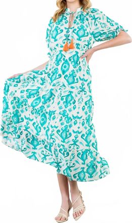 THML Clothing Daphne Paradise Maxi Dress In Aqua/cream