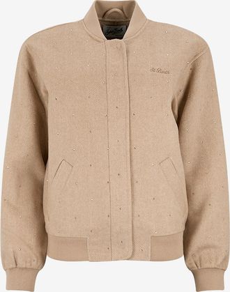 MC2 Saint Barth Bomberjacke aus Wolle mit Fischgr&auml;tmuster Herringbone Teddy