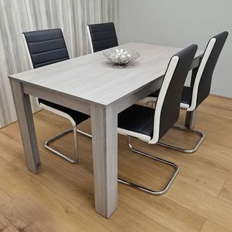 Kosy Koala Modern Grey Dining Table With 4 Black Chairs Dining Room Furniture Set
