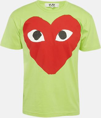 Comme Des Gar&ccedil;ons Play Green Heart Eyes Printed Cototn Knit T-Shirt