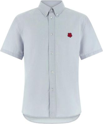 Kenzo Button-down Shirt - Heren - Korte mouwen Overhemden - Blauw - S - Nylon - Overhemden
