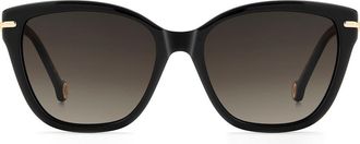 Carolina Herrera Her 55mm Gradient Cat Eye Sunglasses in Black/Brown Sf at Nordstrom