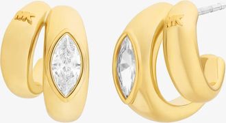 Michael Kors Marquise Cut Cubic Zirconia Double Hoop Earrings