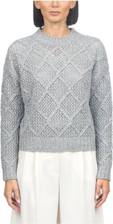Max Mara Ellade Sweater - Dames - Ronde hals truien - Grijs - XL - Wol - Truien & Vesten