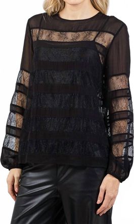 Marella Piquet Lace Band Blouse In Black