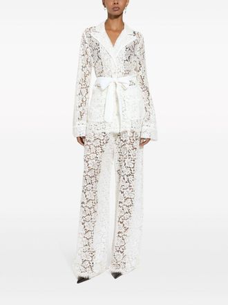 Dolce & Gabbana floral-lace long-length palazzo pants - women - Cotton/Viscose/Polyamide - 40 - White