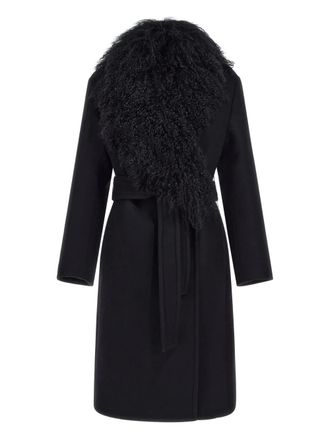 Roberto Cavalli shearling-collar coat - Black