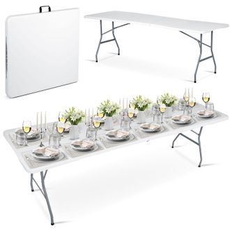 OEM Mesa Plegable De Jard&iacute;n Para Catering De 244 Cm, Plonos, Color Blanco