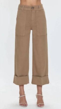 Pistola Denim Maya Cuffed Hem Wide Leg Pants In Biscuit