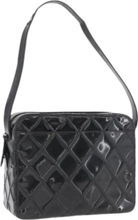 Chanel Pre-owned Vintage Schoudertas van Patentleer - Dames - Vintage Schoudertas - Zwart - ONE Size - Leer - Vintage