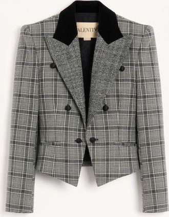 Valentino Giacca In Lana Motivo Check Donna GRIGIO 36