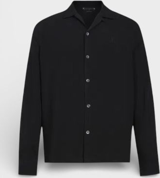 AllSaints All Saints Mens Venice Long Sleeve Shirt - Black viscose - Size X-Large