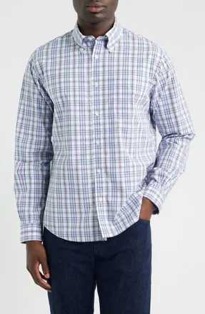 Brooks Brothers Friday Plaid Cotton Poplin Button-Down Shirt in White Plaid at Nordstrom, Size X-Large