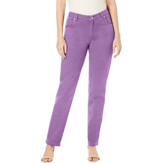 Jessica London Classic Cotton Denim Straight-Leg Jean in Dusty Lavender at Nordstrom, Size 36