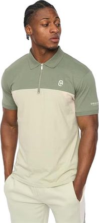 C.P. Company Herenpolo met halve rits, regular fit, in kleurblokken (Lichte Olijf)