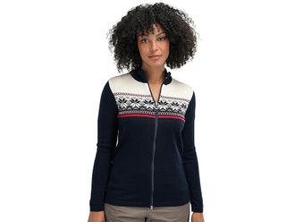 Dale of Norway Liberg Jacket Womens Short Sleeve Pullover Marine/Off-White/Raspberry : XL (Womens 16-18), Wool