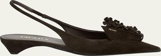 Prada Suede Flower Slingback Pumps