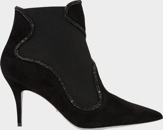 Rene Caovilla 80mm Embellished Suede Booties