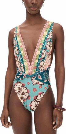 Agua Bendita Ellis Plume Embellished One Piece In Multi Color