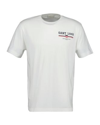 GANT T-Shirt GANT GRAPHIC SS T-SHIRT, Herren, Gr. 5XL, weiss (eggshell), Jersey, Obermaterial: 100% Baumwolle, regular fit, Rundhals, Shirts T-Shirt, Print