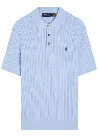 Polo Ralph Lauren Cable-knit Cotton Polo Shirt - Blue - S