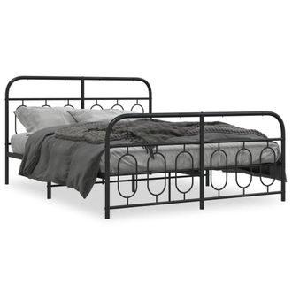 Berkfield Home Metal Bed Frame without Mattress with Footboard Black 150x200cm | Size: 150x200 cm