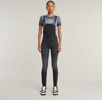 G-Star Womens G-Star RAW Lynn High Waist Skinny Overall - Grey Cotton - Size 29 (Waist)