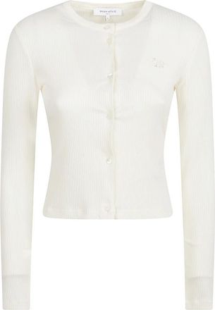 Maison Kitsun&eacute; Baby Fox Ribbed Cardigan - Dames - Vesten - Wit - L - Katoen - Truien & Vesten