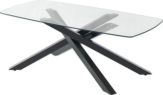 Vente-Unique Mesa de comedor para 8 personas en vidrio templado y metal negro - Transparente - METRILIA