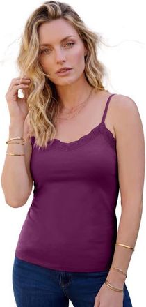 Roaman's Lace Trim Bra Cami in Dark Berry at Nordstrom, Size 24