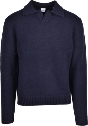 Aspesi Polo M162 - Heren - V-hals truien - Blauw - 2XL - Wol - Truien & Vesten