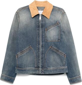 Alexander McQueen Blauwe Denim Jas met Beige Su&egrave;de Kraag - Heren - Spijkerjassen - Blauw - L - Denim - Jassen