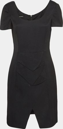Emporio Armani Black Textured Canvas Mini Dress