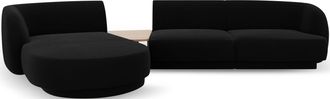 BLOOMINGLOFT 3-Sitzer Design Ecksofa Miley mit Beistelltisch - Samtbezug Schwarz