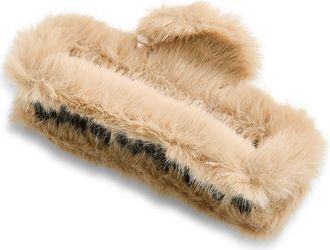 Tasha Faux Fur Jaw Clip in Tan at Nordstrom