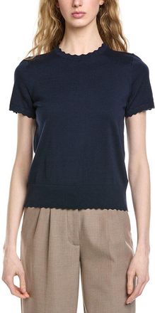Brooks Brothers Scalloped Pointelle Trim Sweater