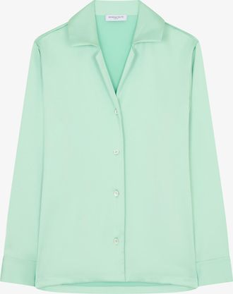 Serena Bute Satin Revere Collar Shirt - Mint