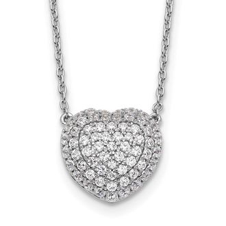 Diamond2Deal 14k Gold 3/4 Ct Lab Grown Diamond Heart Pendant Necklace 18