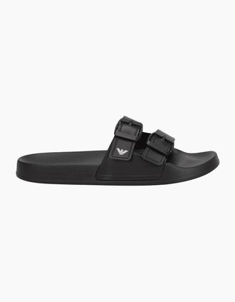 Emporio Armani Mens Buckle Effect Black Sliders - Size: 11