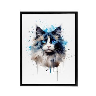 Artery8 Ragdoll Cat Lovers Pet Portrait Framed Canvas Wall Art Print | Size: W24 x H32