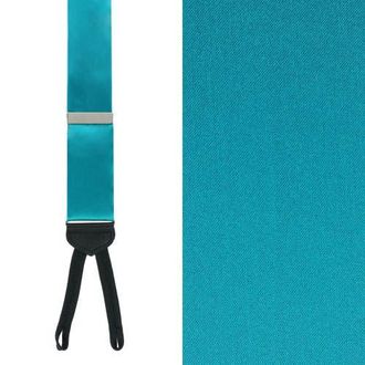 Trafalgar Store Sutton Solid Color Silk Formal Suspenders | Y-Back, Adjustable Braces in Teal at Nordstrom