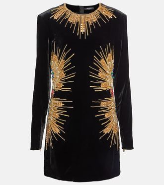 Balmain Embellished velvet minidress