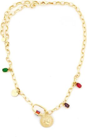 Panacea Multicolor Crystal & Coin Charm Necklace in Gold Multi at Nordstrom Rack