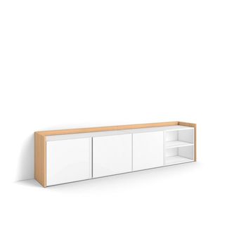 Skraut Home Mueble tv efecto madera blanco y roble 207x35x50cm