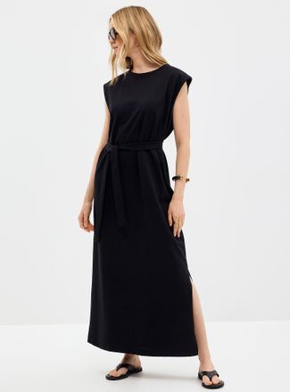 Selected Womens Shoulder-pad jersey maxi dress